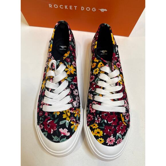 Rocket Dog Floral Jumpin Margate Lace Up Sneakers Sz 11 Women’s NIB Casual Blk - Picture 2 of 12